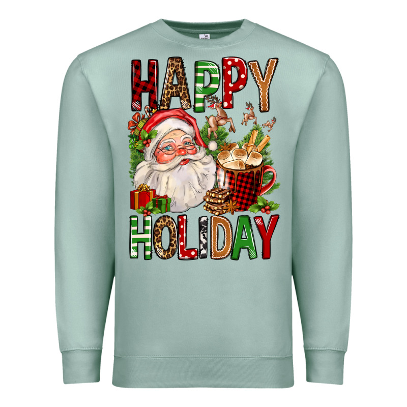 Happy Holiday Santa Claus Christmas Premium Sweatshirt by FaDigitalArtStudio | Teevron