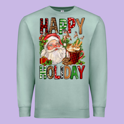Happy Holiday Santa Claus Christmas Premium Sweatshirt Designed By Fadigitalartstudio
