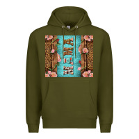 Army Green Western Mama Pink Roses Premium Hoodie - LillyAllenDesigns