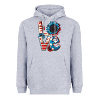 Heather Grey Love 4th of July Heavyweight Hoodie - CowGirlArtShop