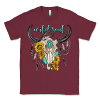 Burgundy wild soul boho bull skull Classic Tee - texasbilliewilder
