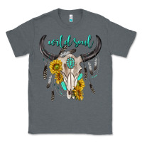 Charcoal Heather wild soul boho bull skull Classic Tee - texasbilliewilder
