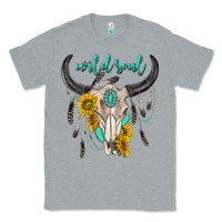 Heather Grey wild soul boho bull skull Classic Tee - texasbilliewilder