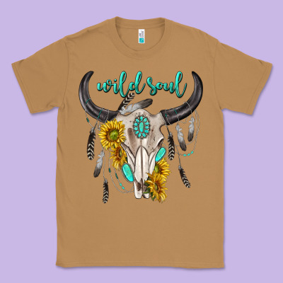 Classic Tee wild soul boho bull skull