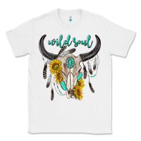 White wild soul boho bull skull Classic Tee - texasbilliewilder