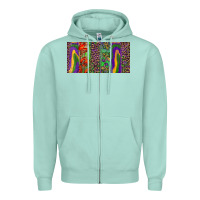 Seafoam Mardi gras brushstrokes crawfish fleur de lis Zipper Hoodie - RanaPortraitStore