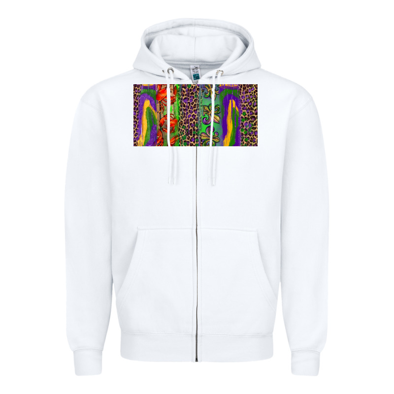 Mardi Gras Brushstrokes Crawfish Fleur De Lis Zipper Hoodie by RanaPortraitStore | Teevron
