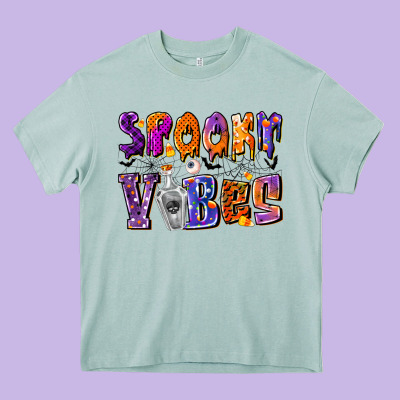 Spooky Vibes Heavy Core Tee Designed By Cowhidedigitalart