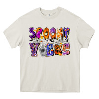 Cream Spooky Vibes Heavy Core Tee - CowhideDigitalArt