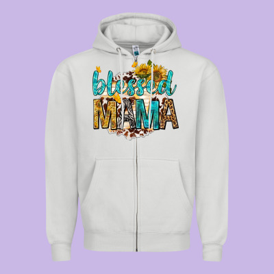 Blessed Mama With Sunflowers Zipper Hoodie Designed By Texasbilliewilder