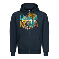 Navy blessed mama with sunflowers Zipper Hoodie - texasbilliewilder