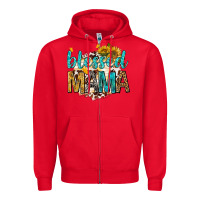 Red blessed mama with sunflowers Zipper Hoodie - texasbilliewilder