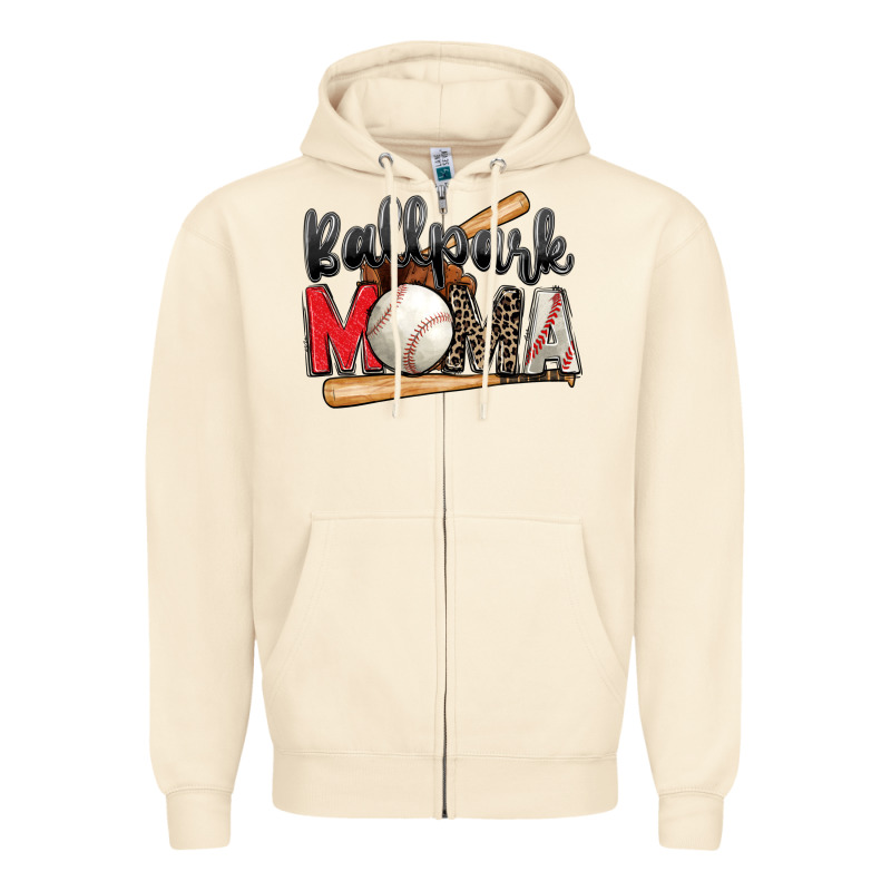 Ballpark Mama Baseball Zipper Hoodie by Zillion Design Studio | Teevron