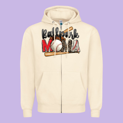 Ballpark Mama Baseball Zipper Hoodie Designed By Zillion Design Studio
