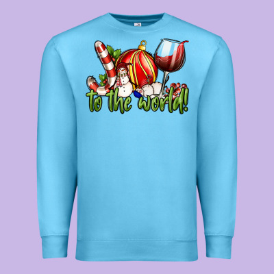 Joy To The World Christmas Wine Premium Sweatshirt Designed By Fadigitalartstudio