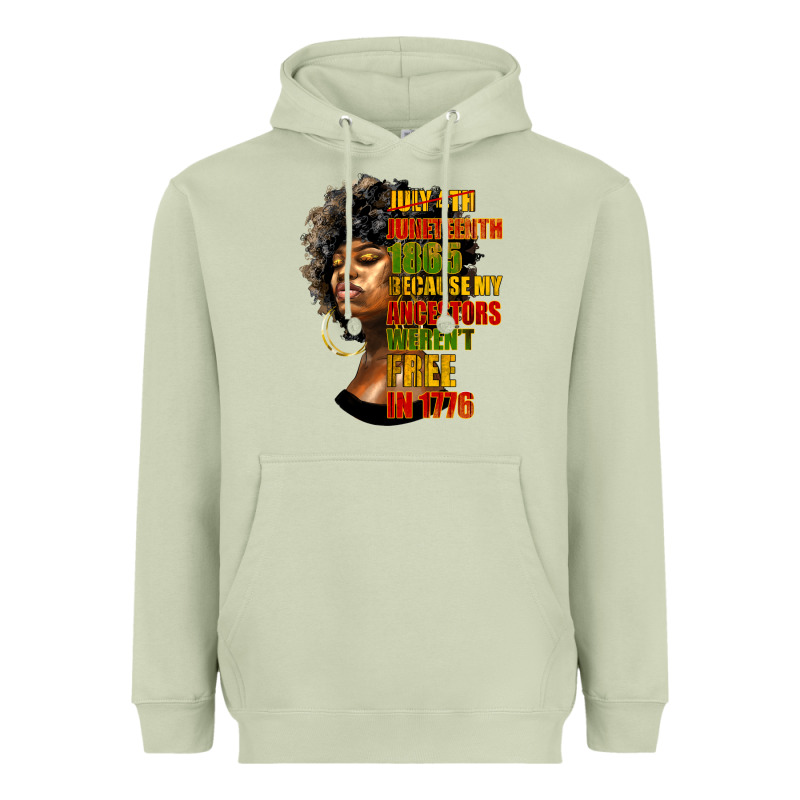 Juneteenth 1885 Because My Ancestors Weren't Free In 1776 Black Woman Heavyweight Hoodie by HRA Design Shop | Teevron