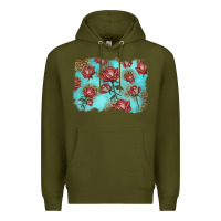Army Green red roses with leopard background Premium Hoodie - LillyAllenDesigns