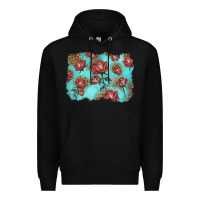 Black red roses with leopard background Premium Hoodie - LillyAllenDesigns