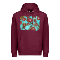 Burgundy red roses with leopard background Premium Hoodie - LillyAllenDesigns