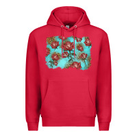 Cardinal red roses with leopard background Premium Hoodie - LillyAllenDesigns