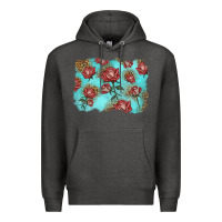 Charcoal Heather red roses with leopard background Premium Hoodie - LillyAllenDesigns