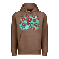 Chestnut red roses with leopard background Premium Hoodie - LillyAllenDesigns