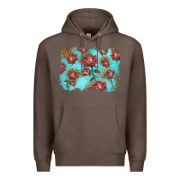 Coffee red roses with leopard background Premium Hoodie - LillyAllenDesigns