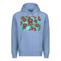 Colony Blue red roses with leopard background Premium Hoodie - LillyAllenDesigns