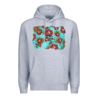 Heather Grey red roses with leopard background Premium Hoodie - LillyAllenDesigns