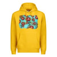 Lemon red roses with leopard background Premium Hoodie - LillyAllenDesigns