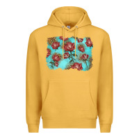 Mustard red roses with leopard background Premium Hoodie - LillyAllenDesigns