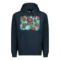 Navy red roses with leopard background Premium Hoodie - LillyAllenDesigns