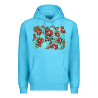 Ocean Blue red roses with leopard background Premium Hoodie - LillyAllenDesigns