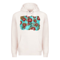 Pale Pink red roses with leopard background Premium Hoodie - LillyAllenDesigns