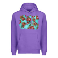 Purple red roses with leopard background Premium Hoodie - LillyAllenDesigns