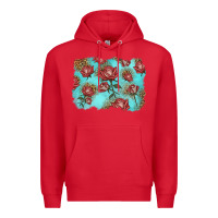 Red red roses with leopard background Premium Hoodie - LillyAllenDesigns