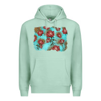 Seafoam red roses with leopard background Premium Hoodie - LillyAllenDesigns