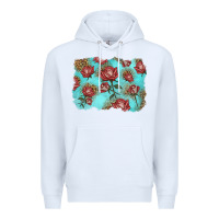 White red roses with leopard background Premium Hoodie - LillyAllenDesigns