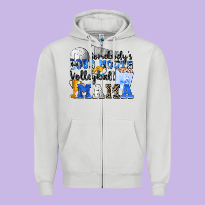 Somebody's Loud Mouth Volleyball Mama Zipper Hoodie Designed By Zillion Design Studio