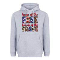 Heather Grey Home of the free because of the brave Heavyweight Hoodie - Neo Western