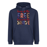 Navy Home of the free because of the brave Heavyweight Hoodie - Neo Western