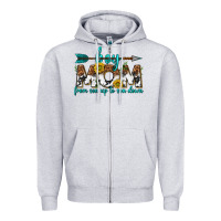 Heather Grey boy mom from son up to son down  western Zipper Hoodie - texasbilliewilder