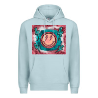 Blue Mist western lightning bolt smiling face turquoise Premium Hoodie - BarkalooDesign