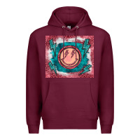 Burgundy western lightning bolt smiling face turquoise Premium Hoodie - BarkalooDesign