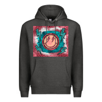 Charcoal Heather western lightning bolt smiling face turquoise Premium Hoodie - BarkalooDesign