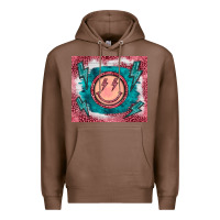 Chestnut western lightning bolt smiling face turquoise Premium Hoodie - BarkalooDesign