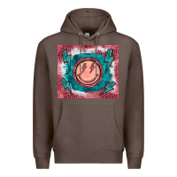 Coffee western lightning bolt smiling face turquoise Premium Hoodie - BarkalooDesign