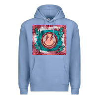 Colony Blue western lightning bolt smiling face turquoise Premium Hoodie - BarkalooDesign