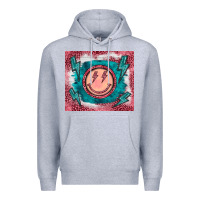 Heather Grey western lightning bolt smiling face turquoise Premium Hoodie - BarkalooDesign
