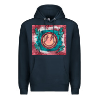 Navy western lightning bolt smiling face turquoise Premium Hoodie - BarkalooDesign